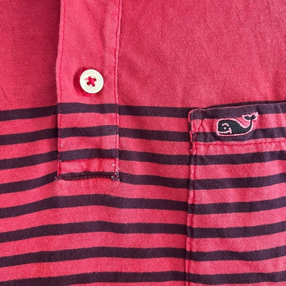 Vineyard Vines Kids Heritage 100% Cotton Striped Short-Sleeve Polo, Red/Navy, M - Picture 4 of 7